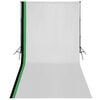 vidaXL Kit estudio 3 telones fondo algod&oacute;n estructura ajustable 3x6 m