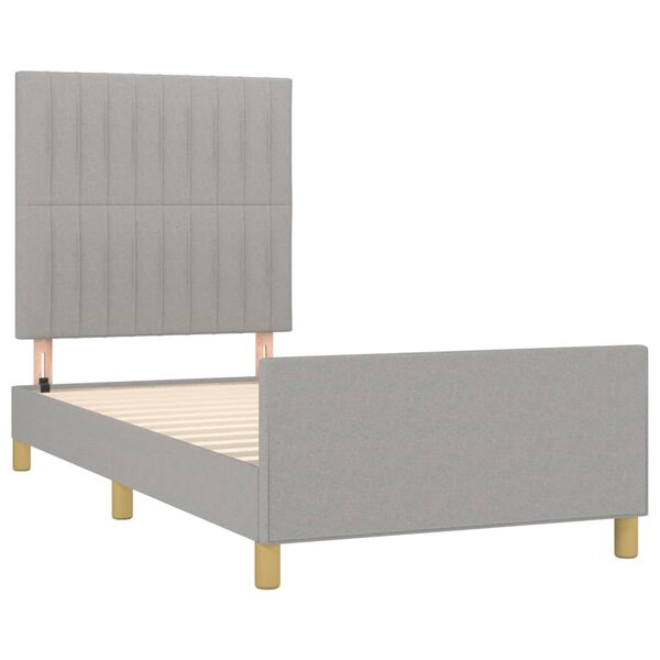 vidaXL Estructura de cama sin colch&oacute;n tela gris claro 90x200 cm