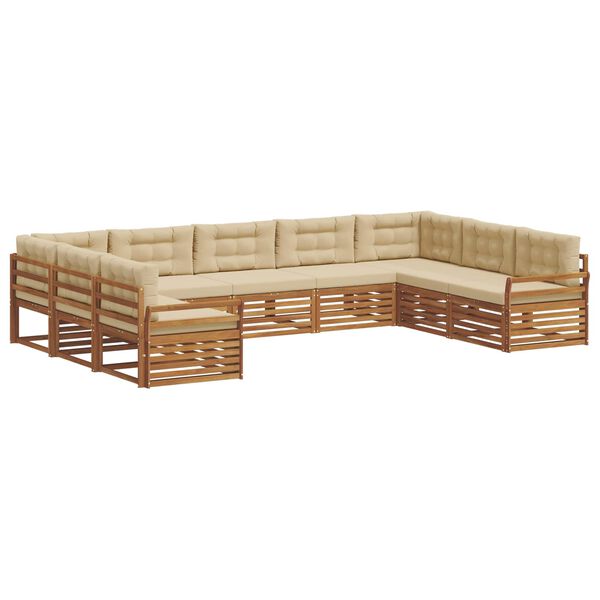 vidaXL Conjunto de sof&aacute;s de exterior con coj&iacute;n 9 pcs Natural y Beige