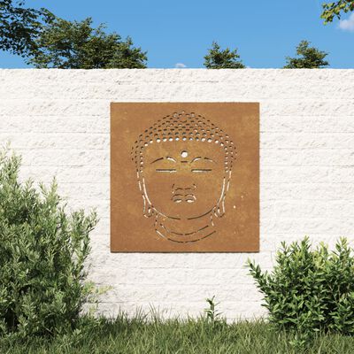 vidaXL Adorno de pared de jardín acero corten cabeza de Buda 55x55 cm