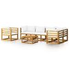 vidaXL Muebles de jard&iacute;n 7 pzas cojines crema madera maciza de acacia