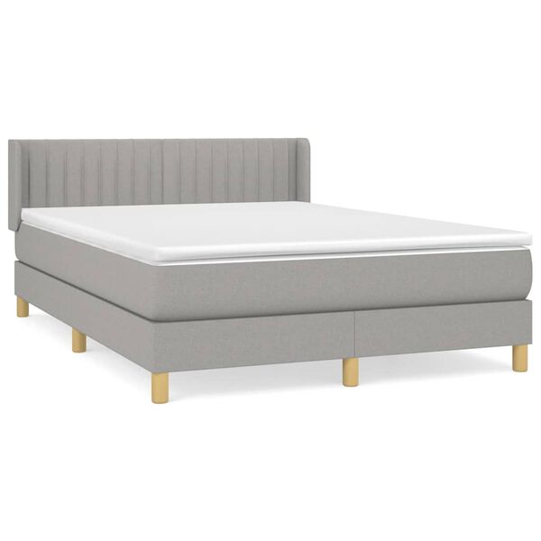 vidaXL Cama box spring con colch&oacute;n tela gris claro 140x190 cm