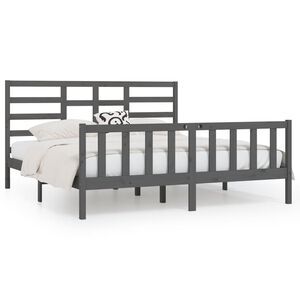 vidaXL Estructura de cama de madera maciza de pino gris 200x200 cm