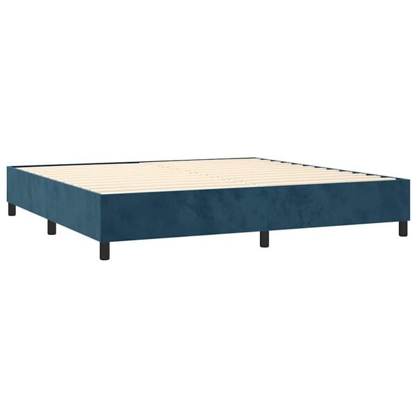 vidaXL Cama box spring con colch&oacute;n terciopelo azul oscuro 200x200 cm
