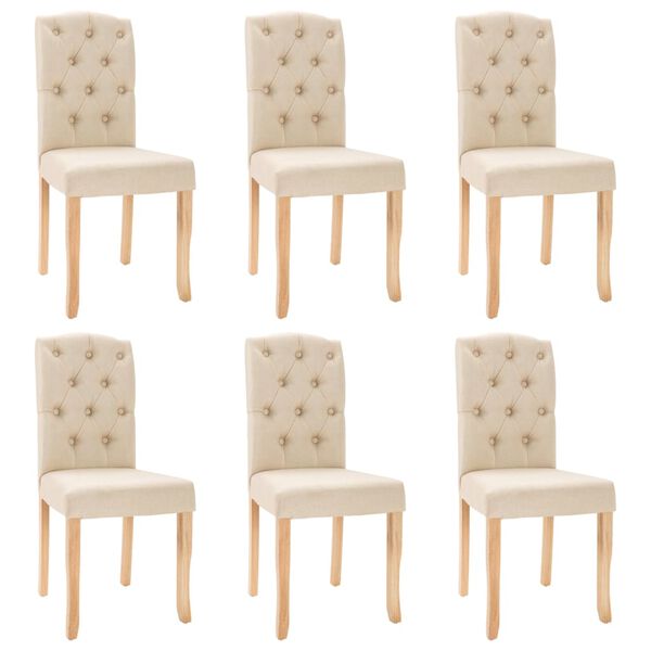 vidaXL Sillas de comedor 6 unidades tela color crema