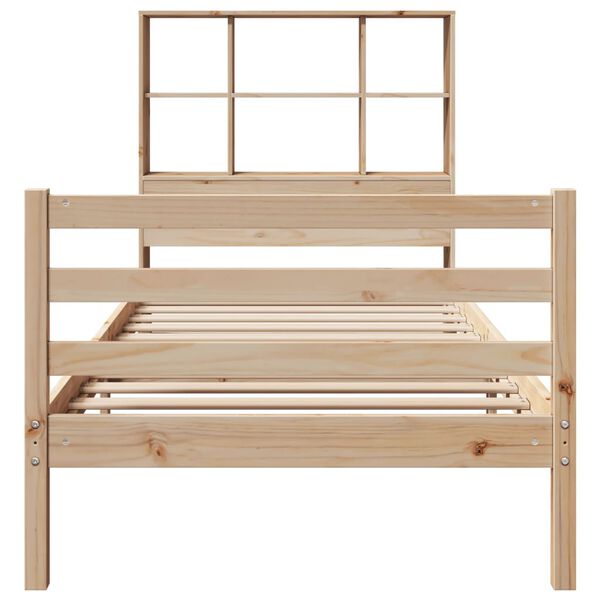 vidaXL Cama con estantería sin colchón madera maciza de pino 90x190 cm