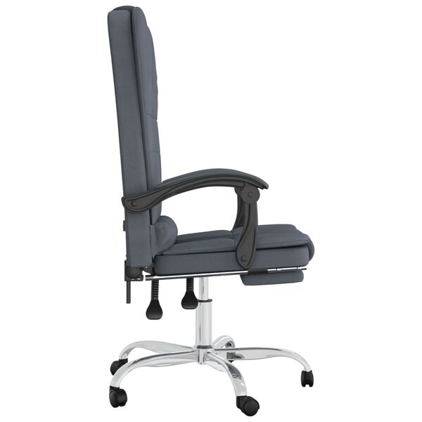 vidaXL Silla de oficina reclinable con masaje terciopelo gris oscuro