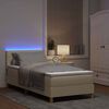vidaXL Cama Box Spring LED con colch&oacute;n con LED Crema 100 x 200 cm tela