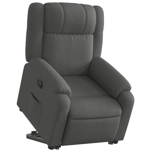 vidaXL Sillón reclinable elevable de tela gris oscuro