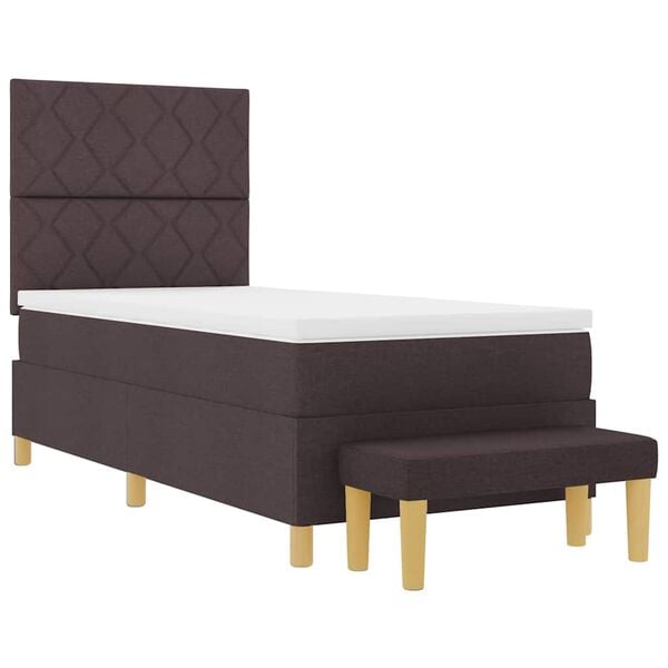 vidaXL Cama tipo Box Spring Marr&oacute;n oscuro 100 x 200 cm tela