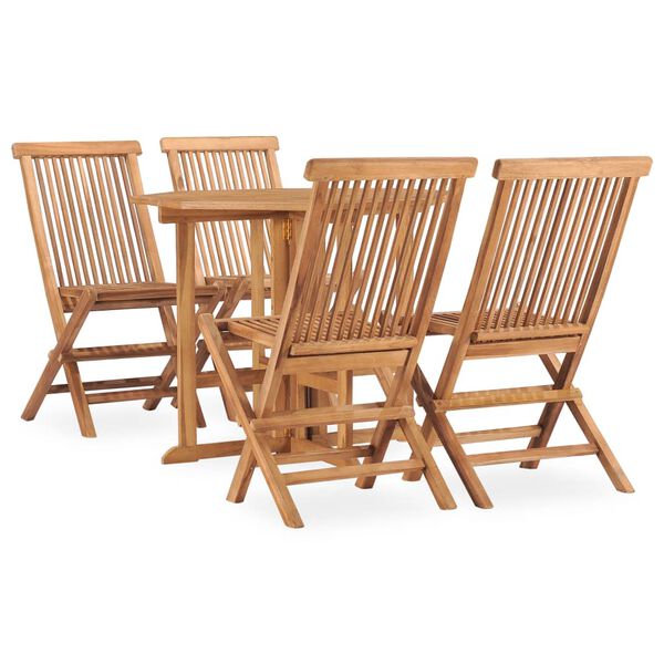 vidaXL Set de comedor de jard&iacute;n plegable 5 pzas madera maciza de teca