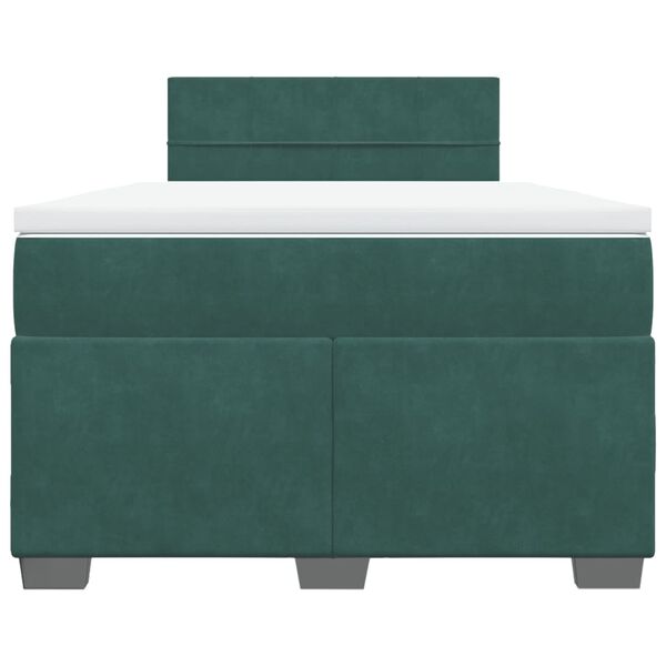 vidaXL Cama box spring con colch&oacute;n terciopelo verde oscuro 120x200 cm