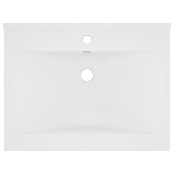 vidaXL Lavabo de lujo con grifo cer&aacute;mica 60x46 cm blanco mate