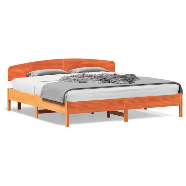 vidaXL Cama sin colch&oacute;n madera maciza de pino marr&oacute;n cera 180x200 cm