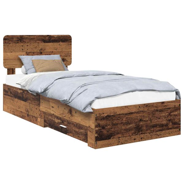 vidaXL Estructura de cama con cabecera Madera vieja 100 x 200 cm