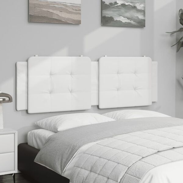 vidaXL Cabecero de cama acolchado Zadar cuero sintético blanco 160 cm
