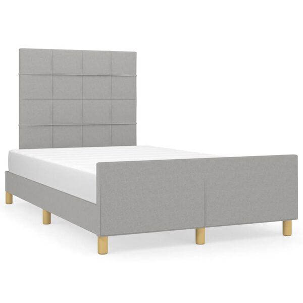 vidaXL Estructura de cama sin colch&oacute;n tela gris claro 120x190 cm