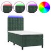 vidaXL Cama box spring colch&oacute;n y LED terciopelo verde oscuro 90x200 cm