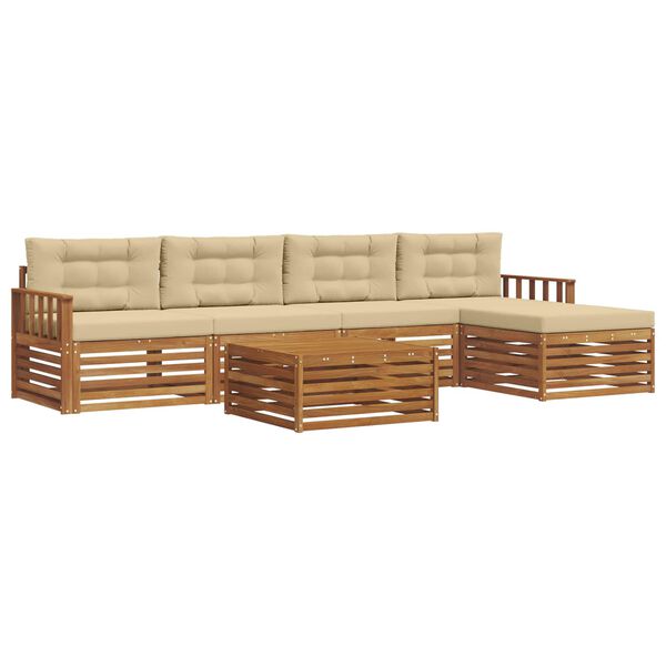 vidaXL Conjunto de sof&aacute;s de exterior con coj&iacute;n 6 pcs Natural y Beige