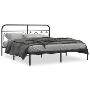 vidaXL Estructura cama sin colch&oacute;n con cabecero metal negro 193x203 cm