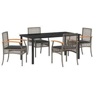 vidaXL Conjunto de Comedor de Jard&iacute;n 5 pcs Gris rat&aacute;n sint&eacute;tico