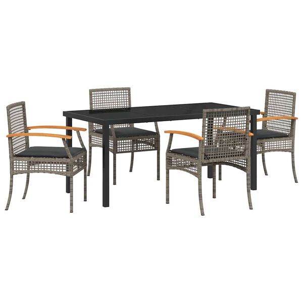 vidaXL Conjunto de Comedor de Jard&iacute;n 5 pcs Gris rat&aacute;n sint&eacute;tico