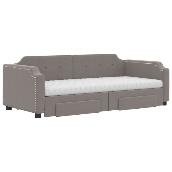 vidaXL Sof&aacute; cama nido con cajones tela gris taupe 100x200 cm