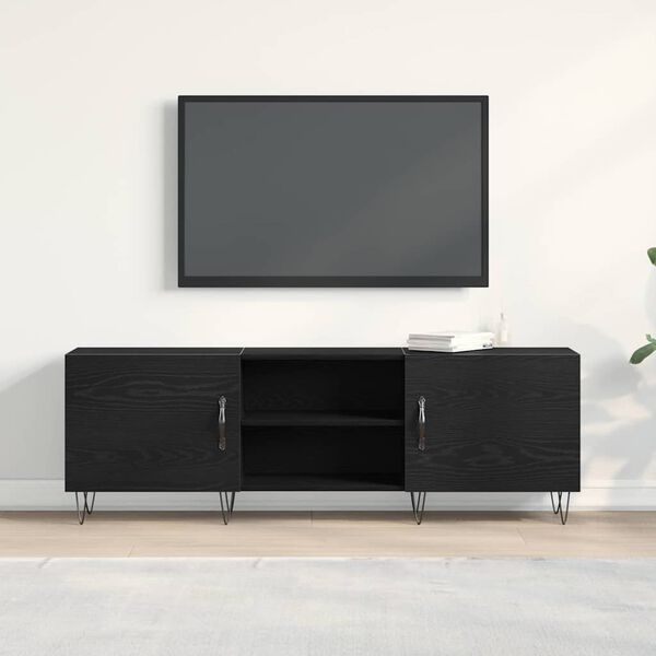 vidaXL Conjunto de mueble de TV Roble Negro 150 x 30 x 50 cm