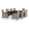 vidaXL Juego de comedor de jard&iacute;n 9 pzas con cojines gris