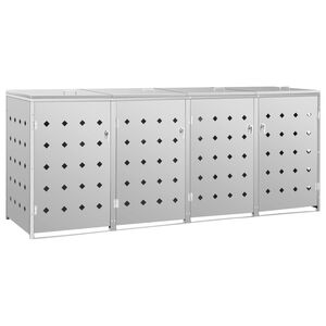 vidaXL Cobertizo contenedor de basura cu&aacute;druple acero inoxidable 240L