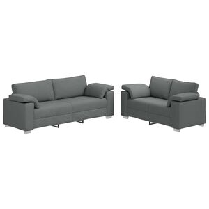 vidaXL Sof&aacute; 2 uds. Gris oscuro tela