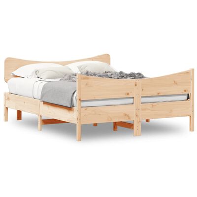 vidaXL Estructura de cama con cabecero madera maciza pino 135x190 cm