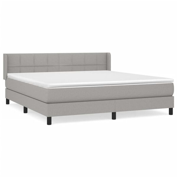 vidaXL Cama box spring con colch&oacute;n tela gris claro 160x200 cm