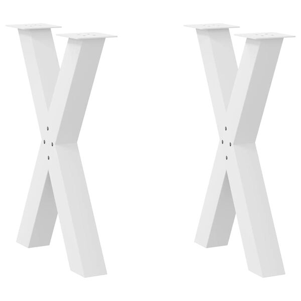 vidaXL Patas para mesa de comedor en forma de X (2 unidades), color blanco, 50 x (72-73) cm, acero