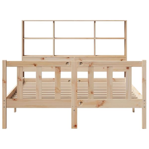 vidaXL Cama con estanter&iacute;a sin colch&oacute;n madera maciza de pino 120x190cm
