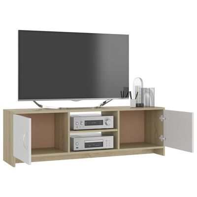 vidaXL Mueble de TV madera contrachapada blanco y roble 120x30x37,5 cm