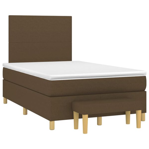 vidaXL Cama box spring con colch&oacute;n tela marr&oacute;n oscuro 120x190 cm