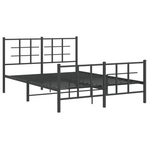 vidaXL Estructura cama sin colch&oacute;n con estribo metal negro 140x190 cm