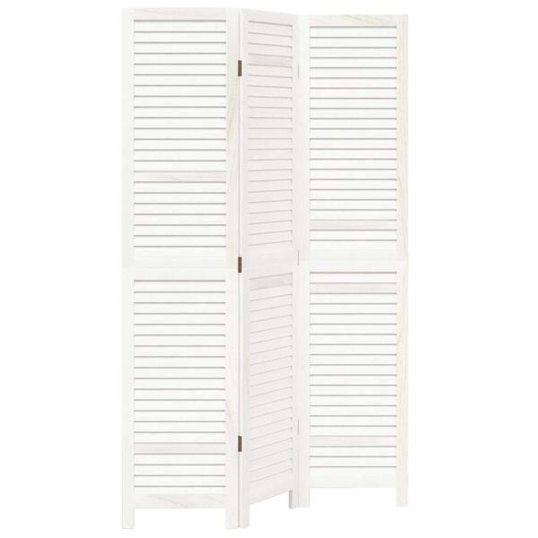 vidaXL Biombo separador de 3 paneles madera maciza Paulownia blanco