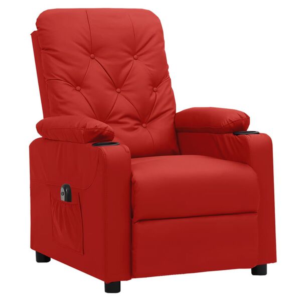 vidaXL Sill&oacute;n reclinable el&eacute;ctrico de cuero sint&eacute;tico rojo tinto