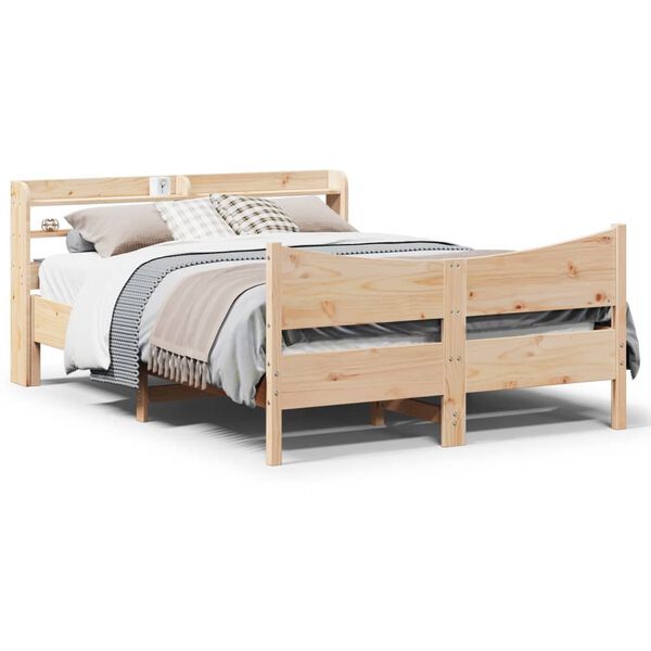 vidaXL Estructura de cama con cabecero madera maciza pino 140x200 cm