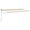 vidaXL Toldo autom&aacute;tico con LED y sensor de viento color crema 6x3 m