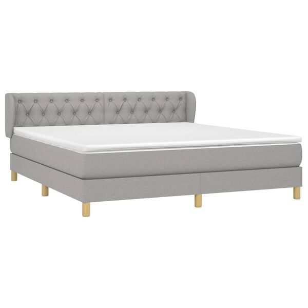 vidaXL Cama box spring con colch&oacute;n tela gris claro 160x200 cm