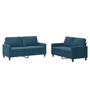 vidaXL Juego de sof&aacute;s con cojines 2 piezas terciopelo azul