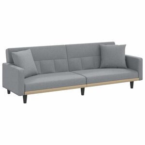 vidaXL Sof&aacute; cama con cojines tela gris claro