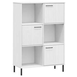 vidaXL Librer&iacute;a patas de metal OSLO madera maciza blanco 90x35x128,5cm