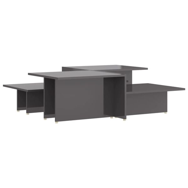 vidaXL Mesa de centro 2 pzas madera contrachapada gris 111,5x50x33cm