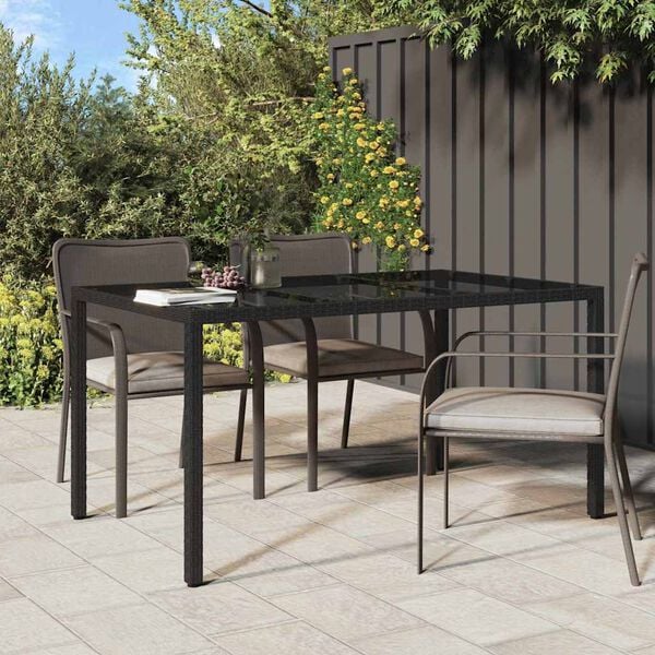 vidaXL Mesa de comedor de jardín Negro 150 x 90 x 75 cm Poliratán