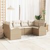 vidaXL Conjunto de sofá de jardín 6 pcs Beige Rattan de Poliéster