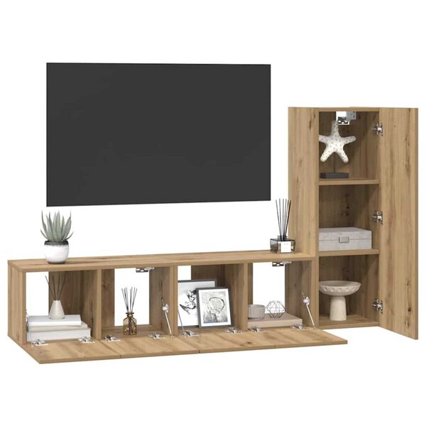 vidaXL Conjunto de mueble de TV 3 pcs Roble artesanal